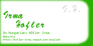 irma hofler business card